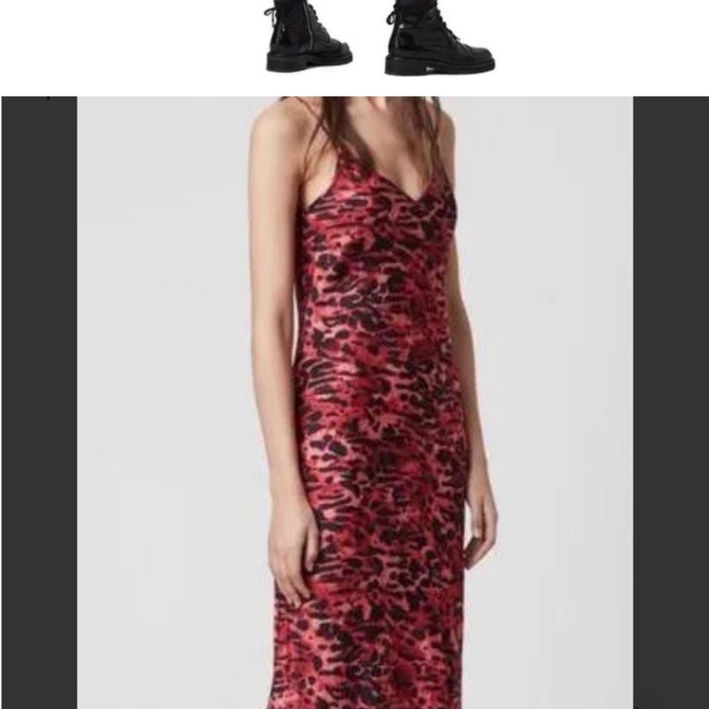 All Saints Red and Black Slip Maxi Dress